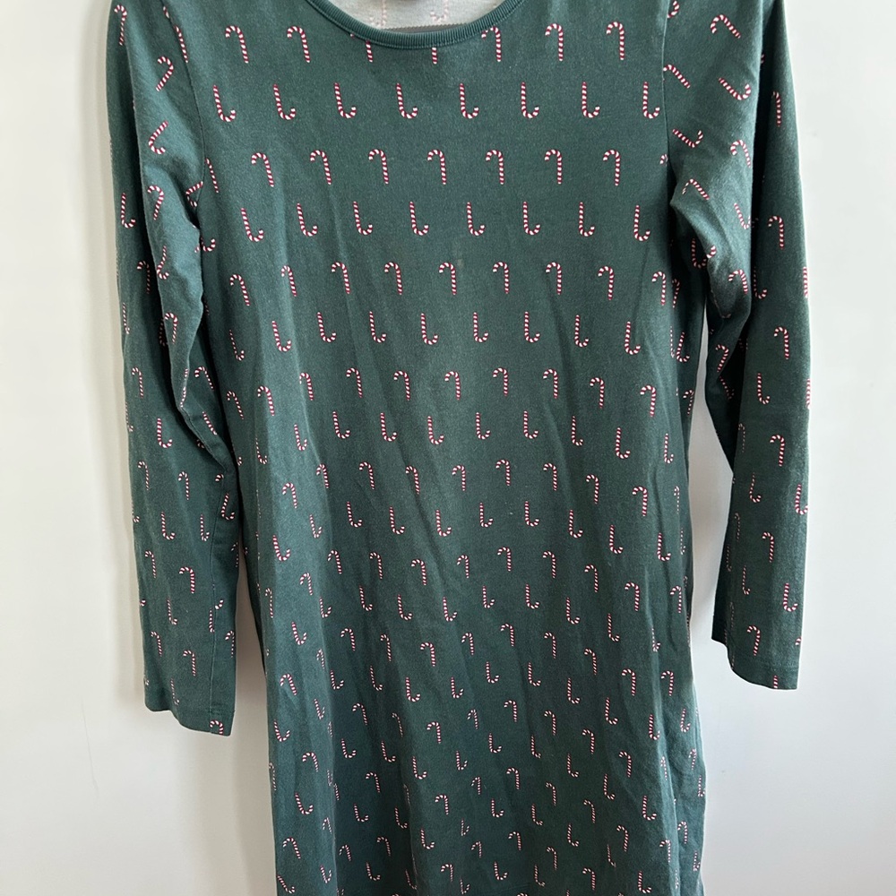 Green Candy Cane Print Long Sleeve Dress from Hannah Anderson